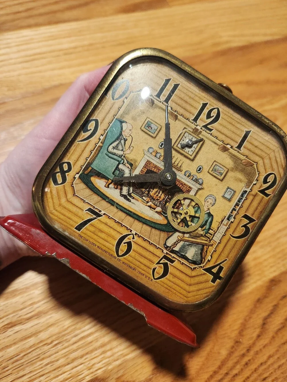 Vintage 1950s Lux Co Clock Red With Details Needs Work